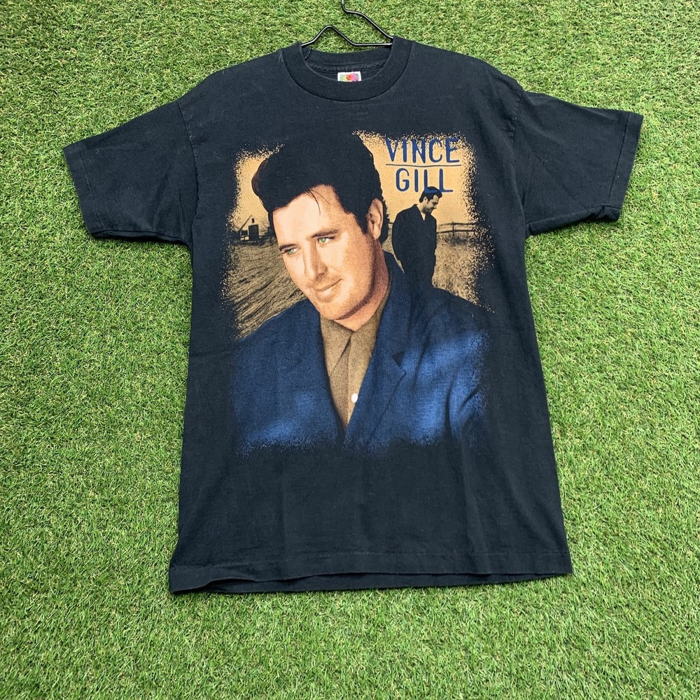 Vintage Vince Gill Shirt Mens Large Black Country Music Concert Tour Graphic 90s